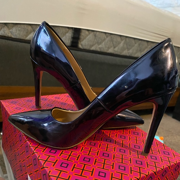 Patent Leather Navy Pumps - Picture 1 of 3